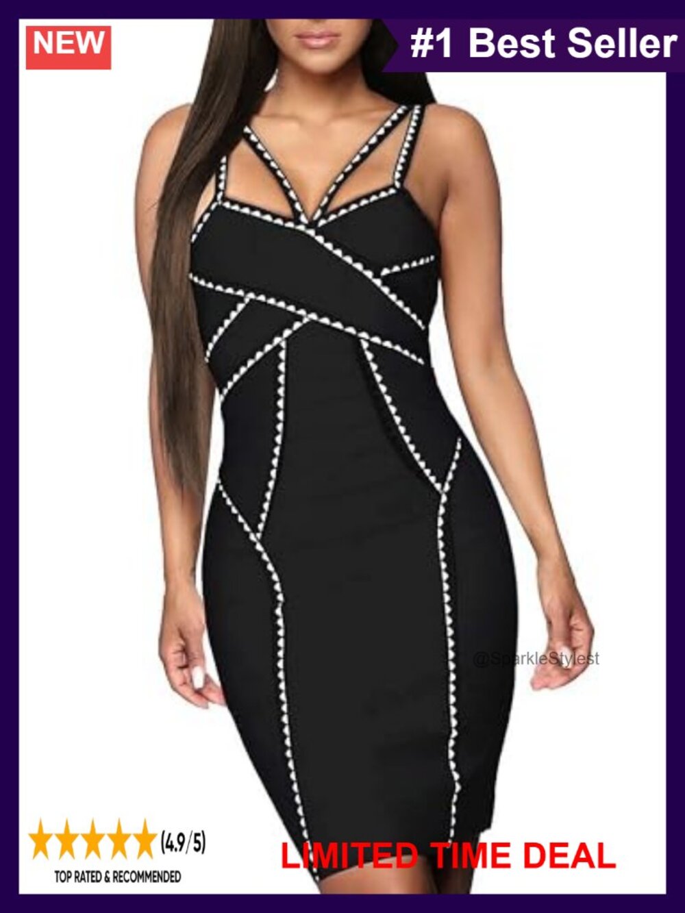 Elegant Bandage Dress V-Neck Stretch Cocktail Party
